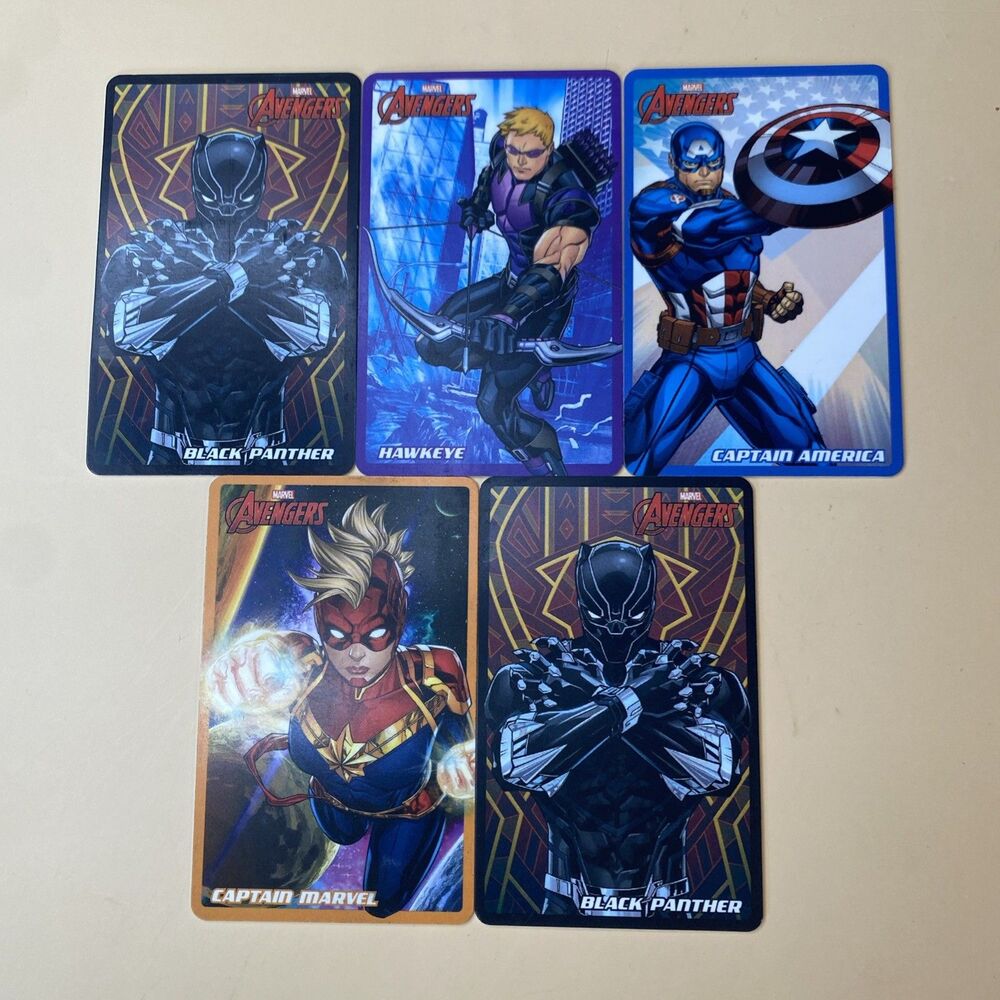 Set of 5 Andamiro Marvel Avengers Arcade Coin Pusher Cards No Bar Codes